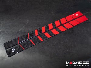 FIAT 500 Door Sills - Carbon Fiber - Red Racing Stripe w/ White Scorpion